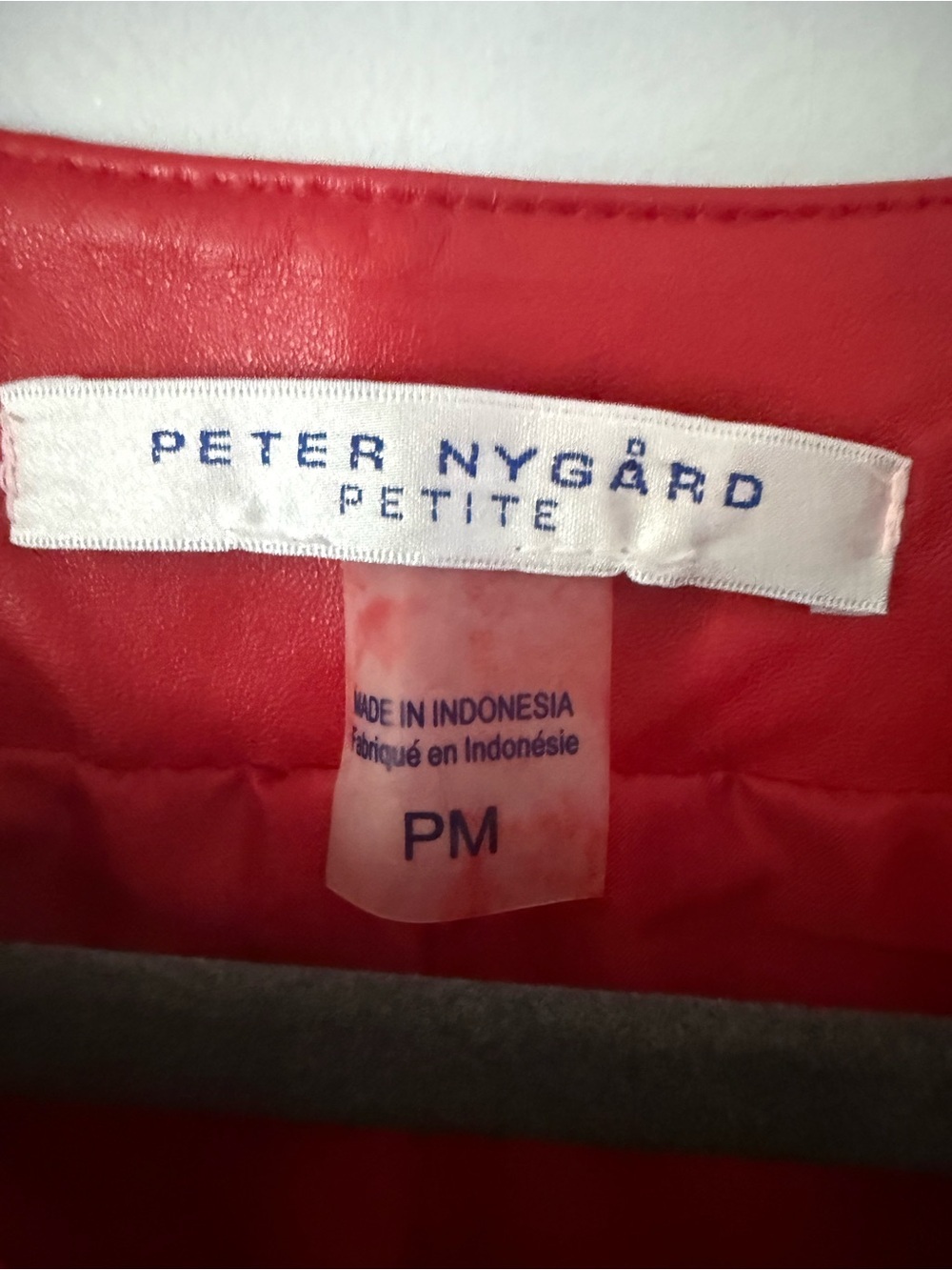 Peter Nygard Red Faux Leather Jacket Floral Lace Sleeve Moto Full Zip PM Edgy - Picture 5 of 10